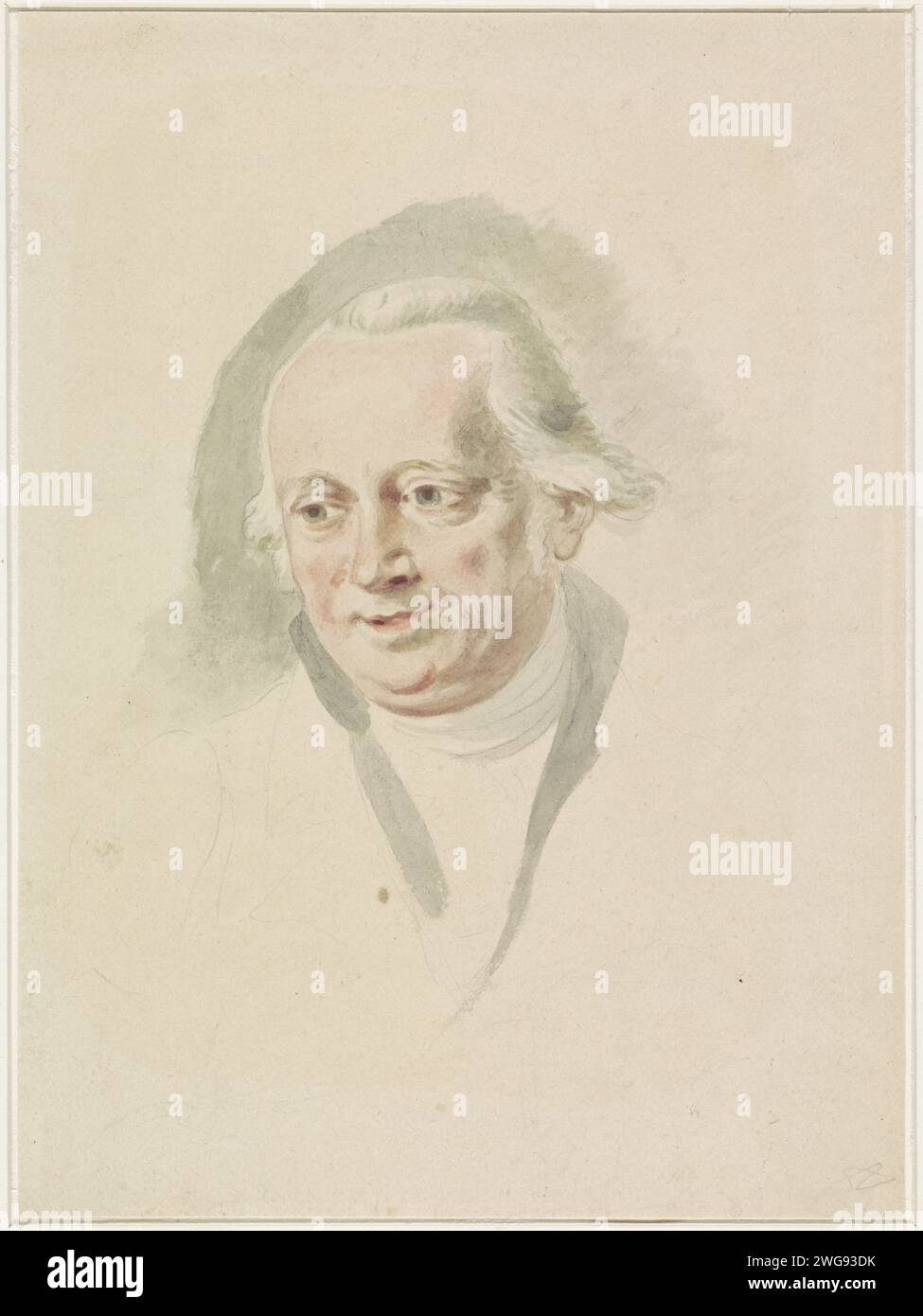 Portrait d'Adriaan de Lelie, Anonyme, 1765 - 1820 papier à dessin. crayon. portrait au pinceau aquarelle (peinture), autoportrait de l'artiste. portrait, autoportrait de peintre. personnages historiques Banque D'Images