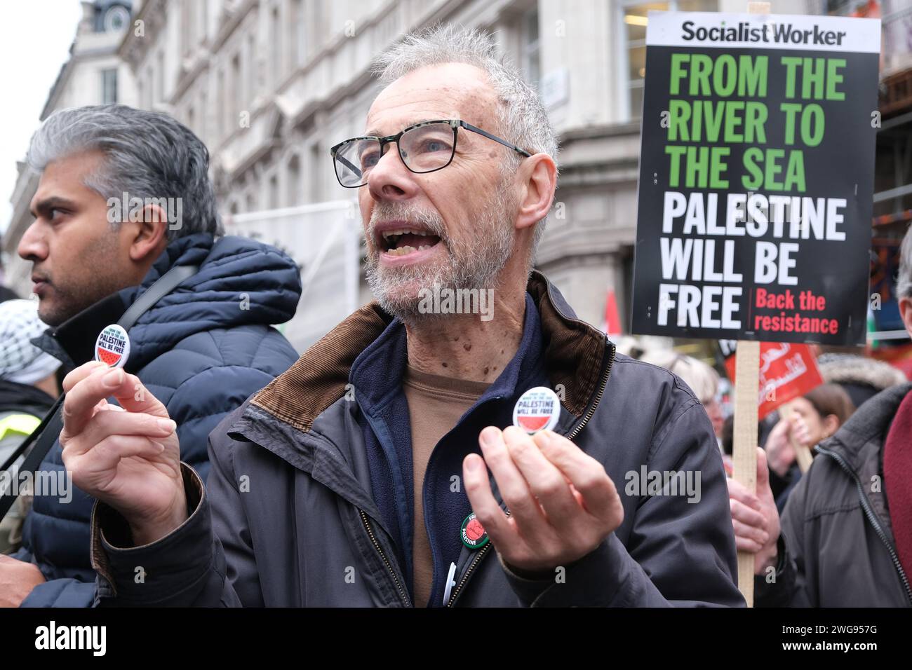 Londres, Royaume-Uni, 3 février 2024. Des dizaines de milliers de personnes ont pris part à une marche dans le West End appelant à un cessez-le-feu immédiat à Gaza après que 25 000 Palestiniens ont perdu la vie depuis le 7 octobre, dans la guerre Israël-Hamas. Crédit : Photographie de onzième heure / Alamy Live News Banque D'Images