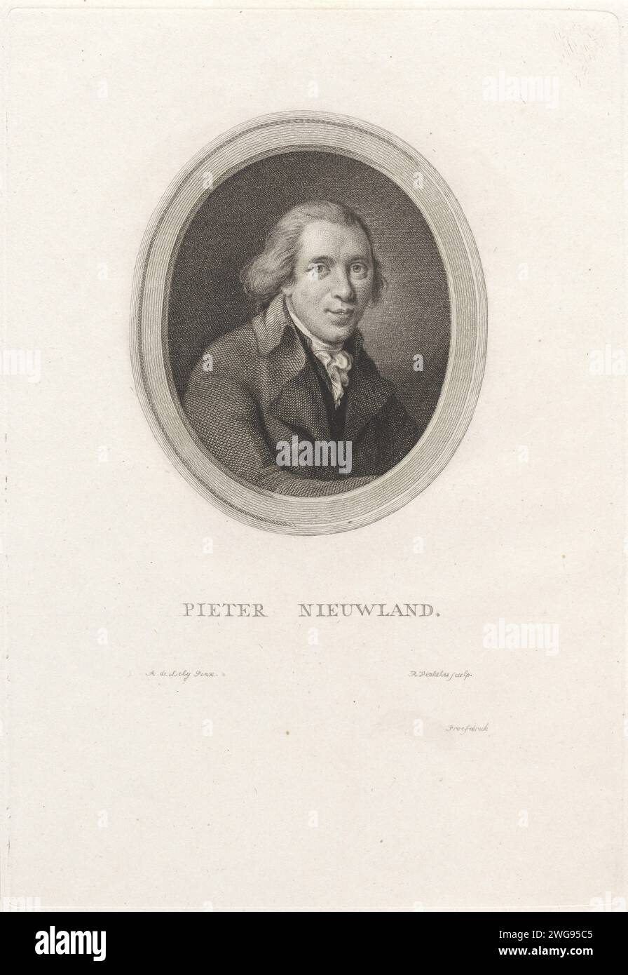 Portrait de Pieter Nieuwland, Reinier Vinkeles (I), d'après Adriaan de Lelie, 1802 - 1803 print Portrait de Pieter Nieuwland, professeur de mathématiques et d'astronomie. Gravure sur papier Amsterdam Banque D'Images