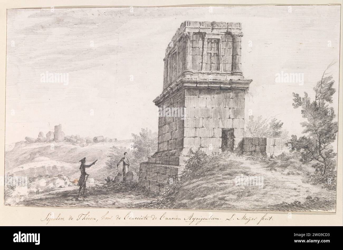 Monument funéraire de Theron près de Porta Aurea hors des murs du vieux Agrigente, 1778 dessin tiré de l'album 'Voyage et l'Italie, et Sicile et à Malte', 1778. papier. crayon. craie Banque D'Images Monument funéraire de Theron près de Porta Aurea hors des murs du vieux Agrigente, 1778 dessin tiré de l'album 'Voyage et l'Italie, et Sicile et à Malte', 1778. papier. crayon. craie Banque D'Images