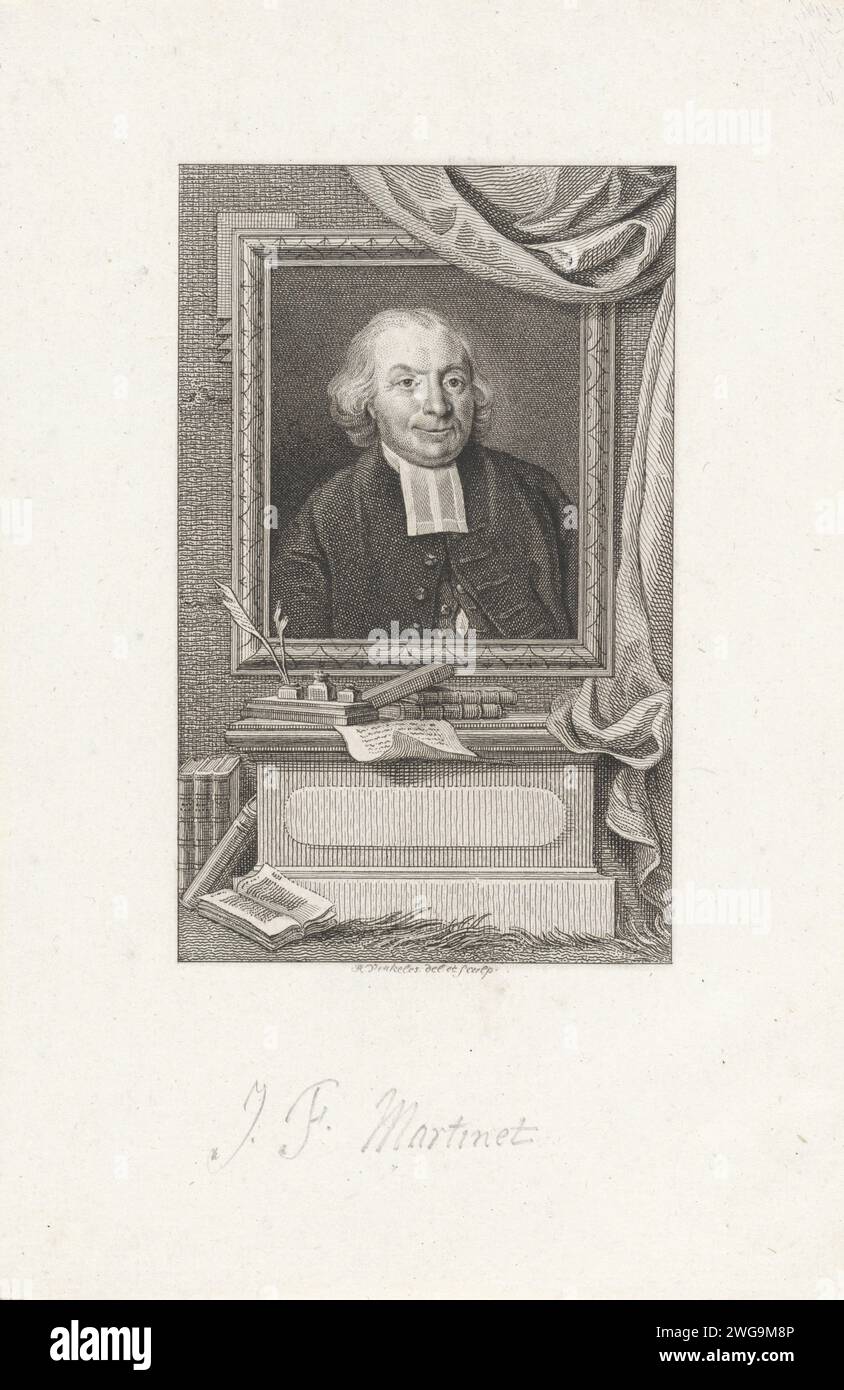 Portret van de predikant John Florence Martinet, Reinier Vinkeles (1), 1786 - 1809 print Amsterdam papier gravure Banque D'Images