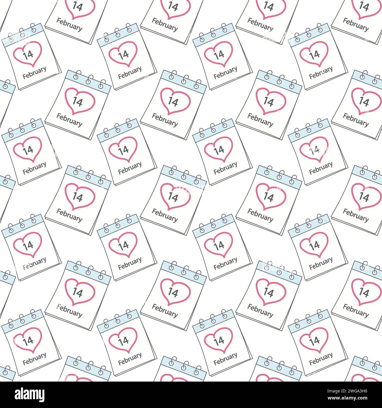 Page de calendrier avec St. Saint Valentin date 14 février et coeur dessiné à la main autour du nombre. Toile de fond. Texture. Isoler. EPS. Vecteur pour papier peint, emballage ou web, affiche, bannière, cartes, prix ou étiquette Illustration de Vecteur