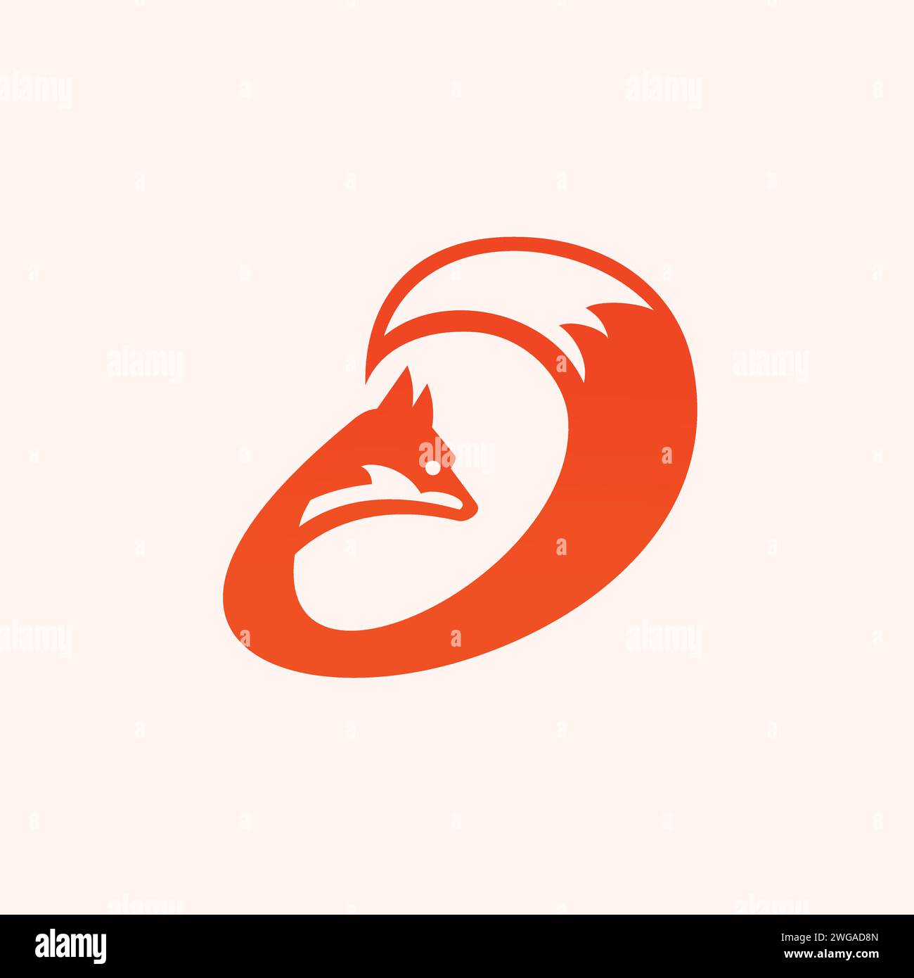 Un logo représentant un renard orange courbé en tourbillon circulaire, conçu dans un style minimaliste. Illustration de Vecteur