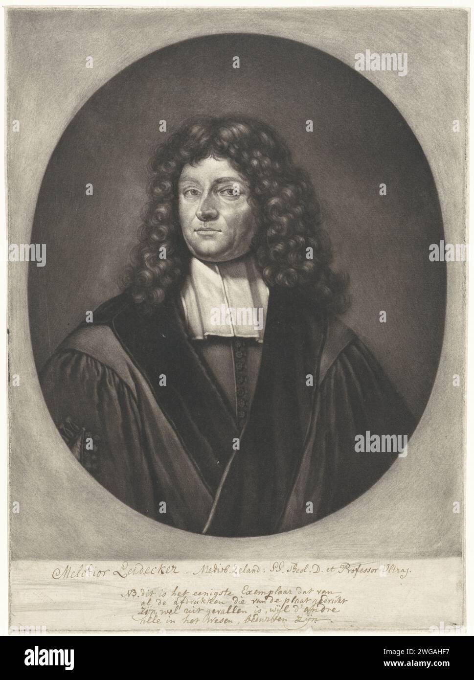 Portrait du théologien Melchior Leydekker, Pieter Schenk (I), 1670 - 1713 print Amsterdam paper Theologien Banque D'Images