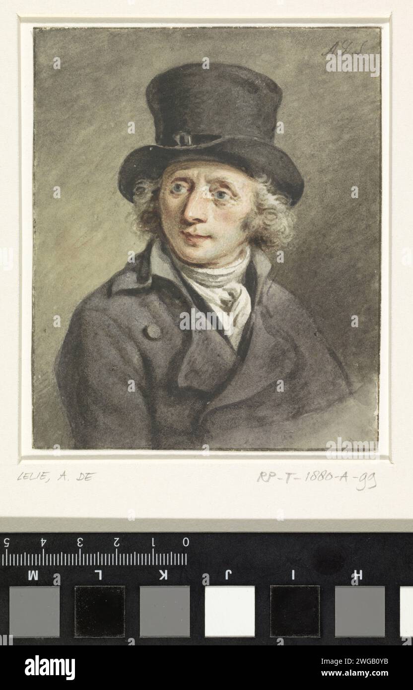 Autoportrait, Adriaan de Lelie, 1765 - 1820 papier à dessin. portrait au pinceau aquarelle (peinture), autoportrait de l'artiste. portrait, autoportrait de peintre. personnages historiques Banque D'Images