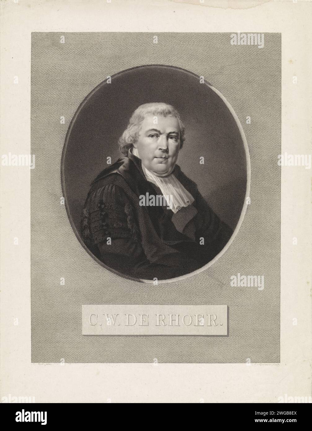 Portrait du pasteur Cornelis Wilhelmus de Rhoer, Ludwig Gottlieb Portman, d'après Louis Moritz, 1787 - 1828 impression gravure sur papier inconnue Banque D'Images