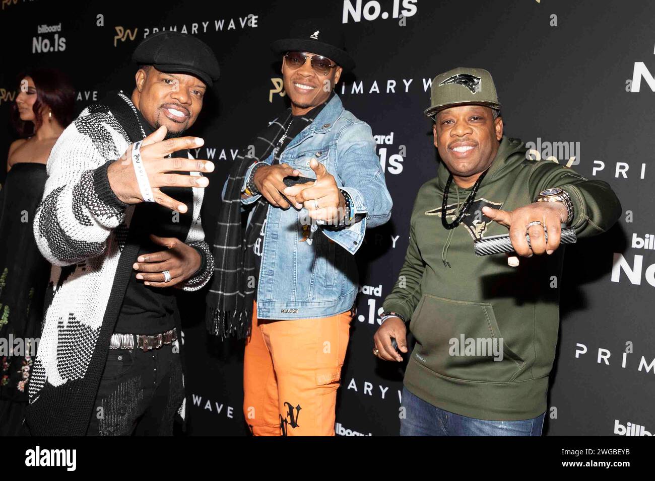 Beverly Hills, États-Unis. 03 février 2024. Michael Bivens, Ronnie DeVoe et Ricky Bell assistent aux arrivées de la 17e édition annuelle du Pre-GRAMMY Party de Primary Wave au Waldorf Astoria Beverly Hills à Beverly Hills, CA, le 3 février 2024. (Photo de Corine Solberg/SipaUSA) crédit : SIPA USA/Alamy Live News Banque D'Images