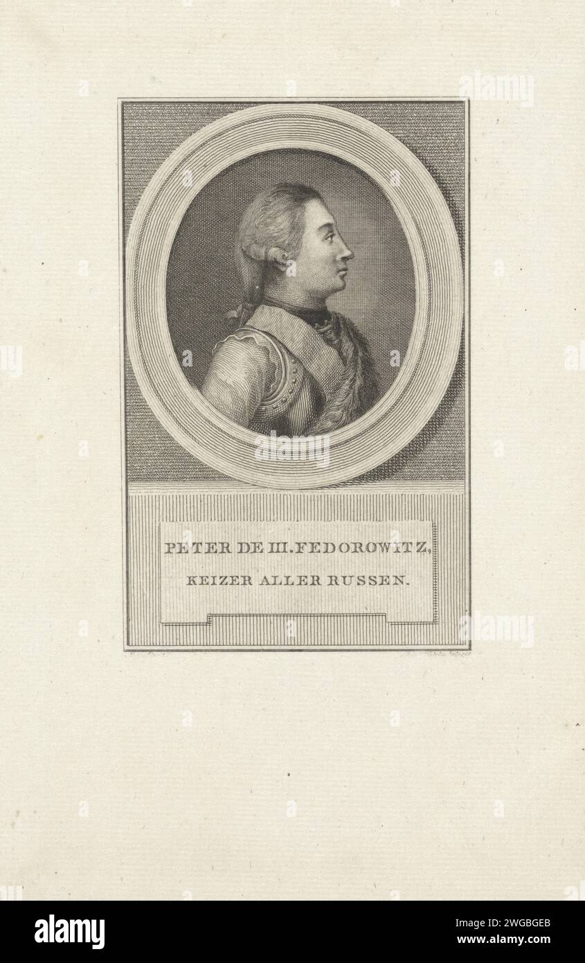 Portrait du tsar Peter III van Russia, Reinier Vinkeles (I), 1762 - 1816 print Amsterdam papier gravure / gravure Banque D'Images