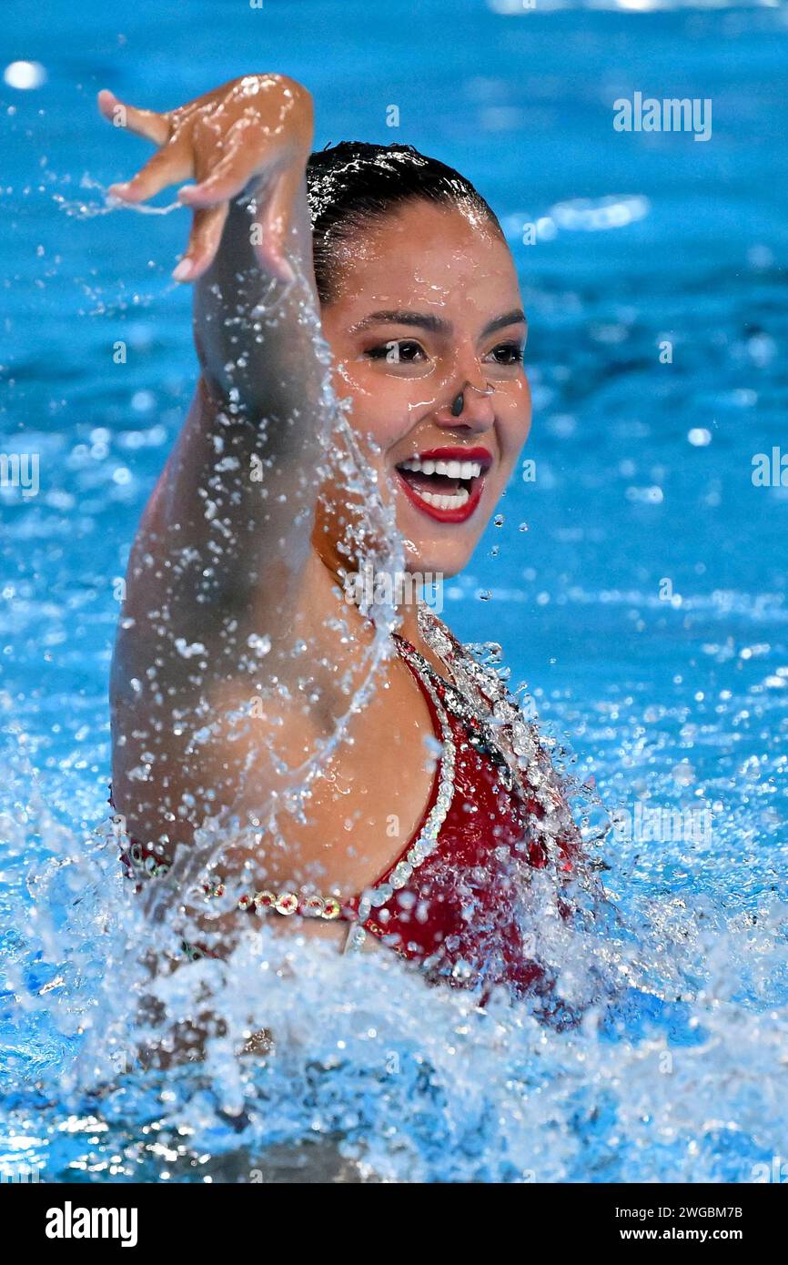 Doha, Qatar. 04 février 2024. Jullia Catharino du Brésil participe à la natation artistique Solo Free Women Preliminary lors des 21e Championnats du monde de natation à l'Aspire Dome à Doha (Qatar), le 4 février 2024. Crédit : Insidefoto di andrea staccioli/Alamy Live News Banque D'Images