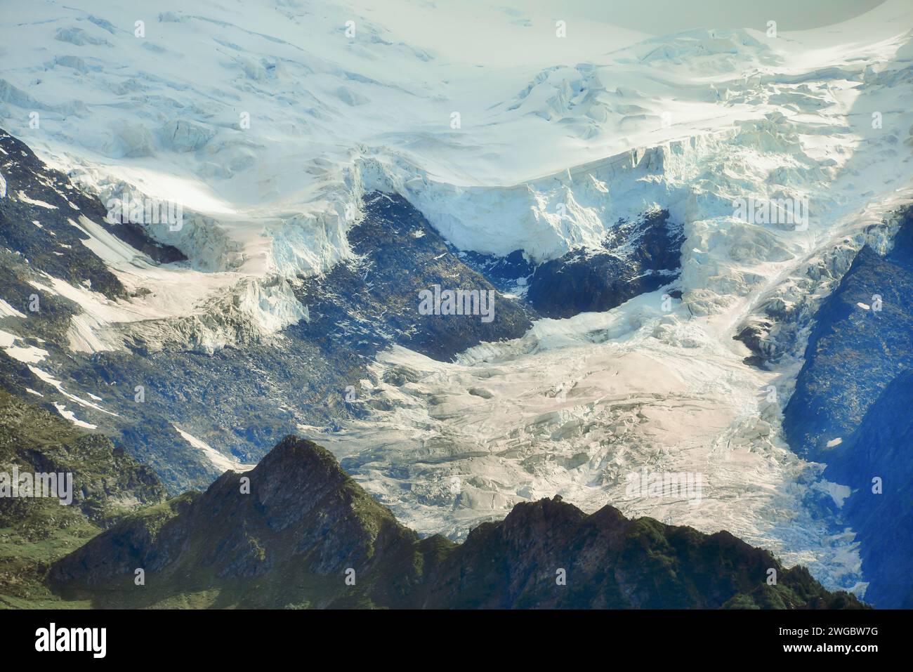 Vue aérienne du glacier Stein (Steingletscher), du col de Susten, des Alpes Urner, Berne, Suisse Banque D'Images