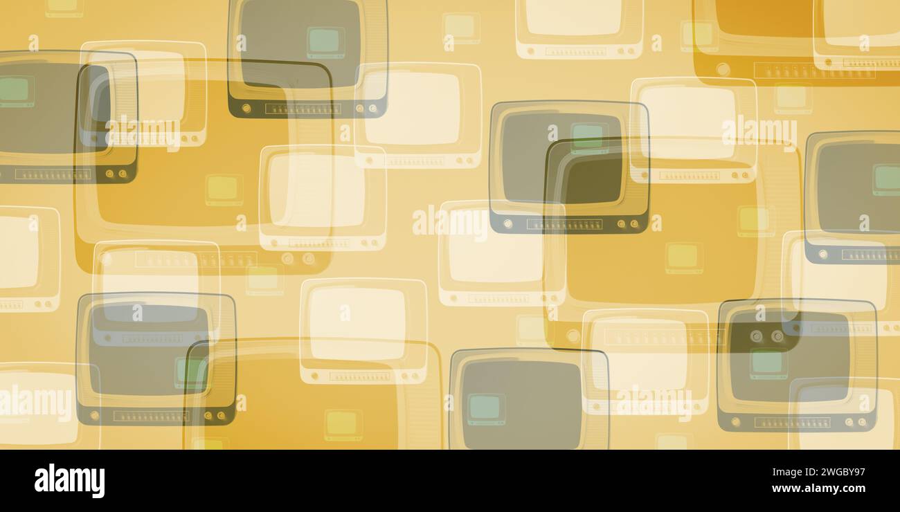 Collage de téléviseurs analogiques vintage, de communications et de divertissement de fond Banque D'Images