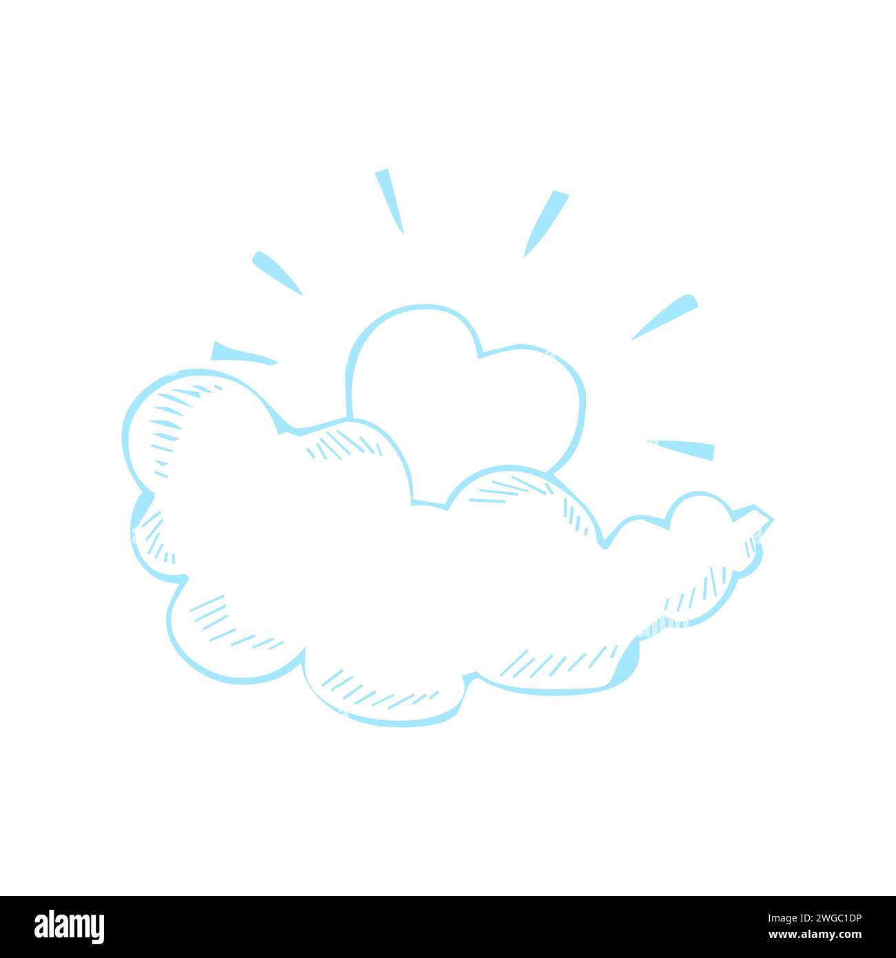 Masquage de cœur derrière l'illustration d'esquisse de nuage Illustration de Vecteur