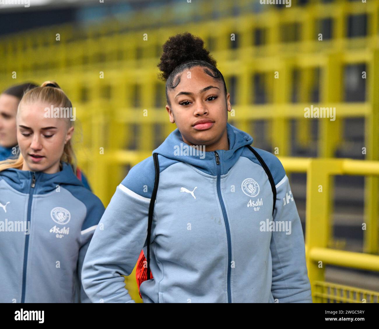Khiara Keating de Manchester City Women arrive avant le match, lors du match FA Women's Super League Manchester City Women vs Leicester City Women au joie Stadium, Manchester, Royaume-Uni, le 4 février 2024 (photo de Cody Froggatt/News Images) Banque D'Images