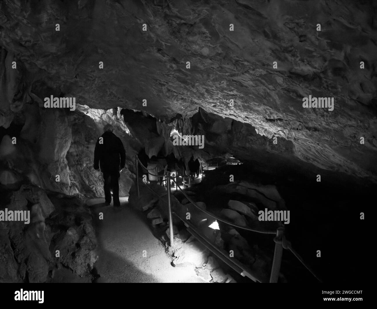 Grotte de Las Güixas, Villanúa, Pyrénées, Huesca, Aragon, Espagne. Grotte qui peut être visitée à Villanua Banque D'Images