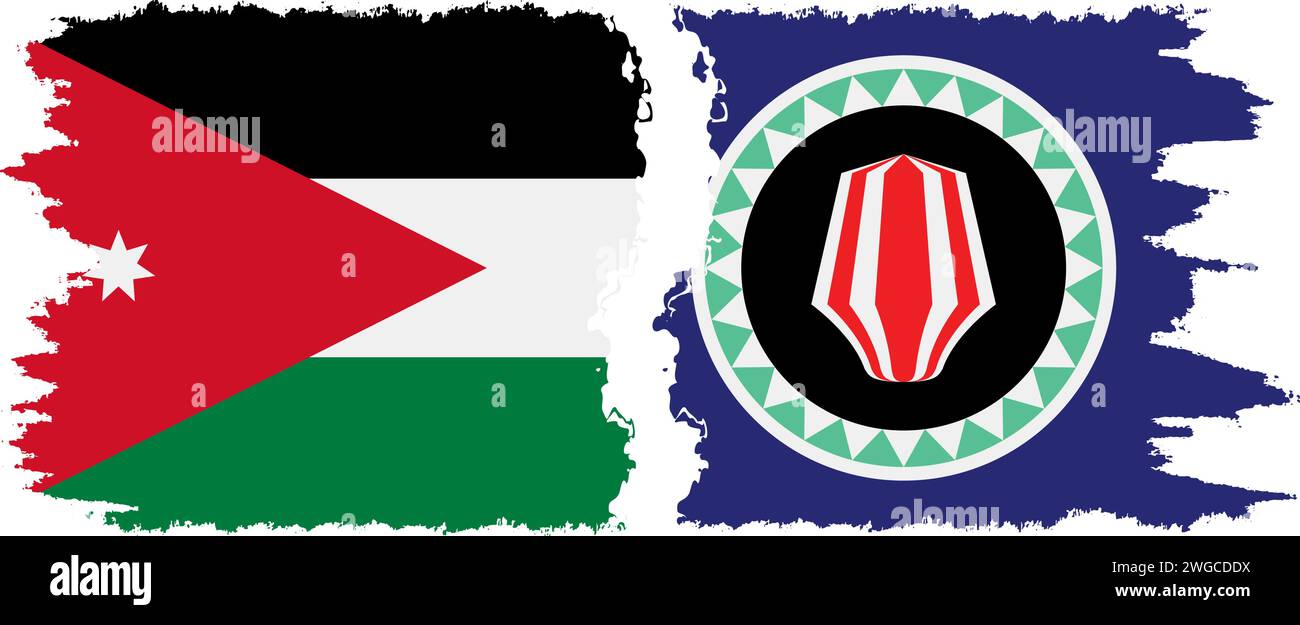 Connexion des drapeaux grunge de Bougainville et Jordan, vecteur Illustration de Vecteur