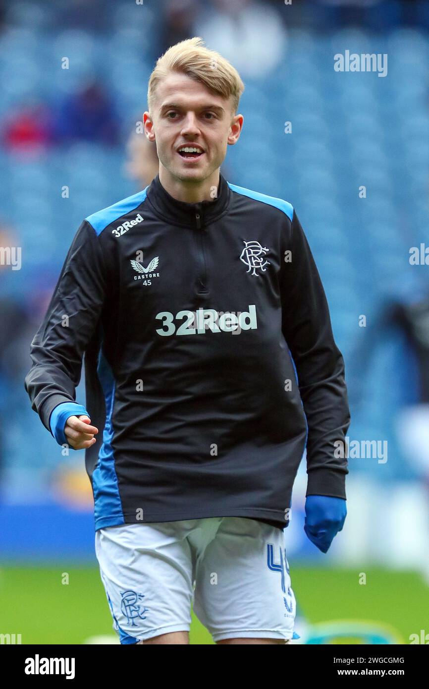 ROSS McCAUSLAND, joueur de football professionnel, joue actuellement pour le Rangers FC. Image prise lors d'une séance d'entraînement au stade Ibrox, Banque D'Images