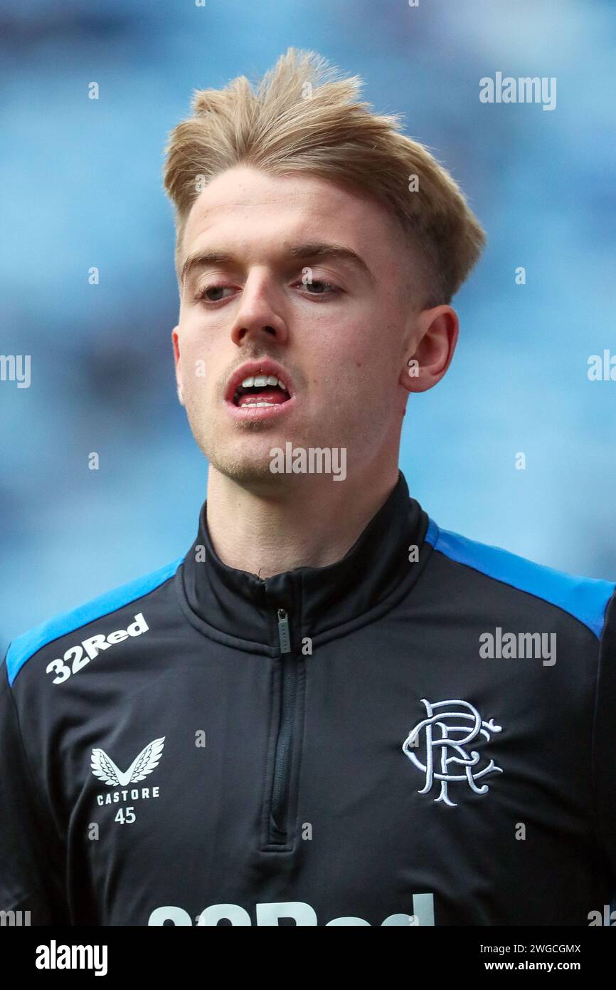 ROSS McCAUSLAND, joueur de football professionnel, joue actuellement pour le Rangers FC. Image prise lors d'une séance d'entraînement au stade Ibrox, G. Banque D'Images