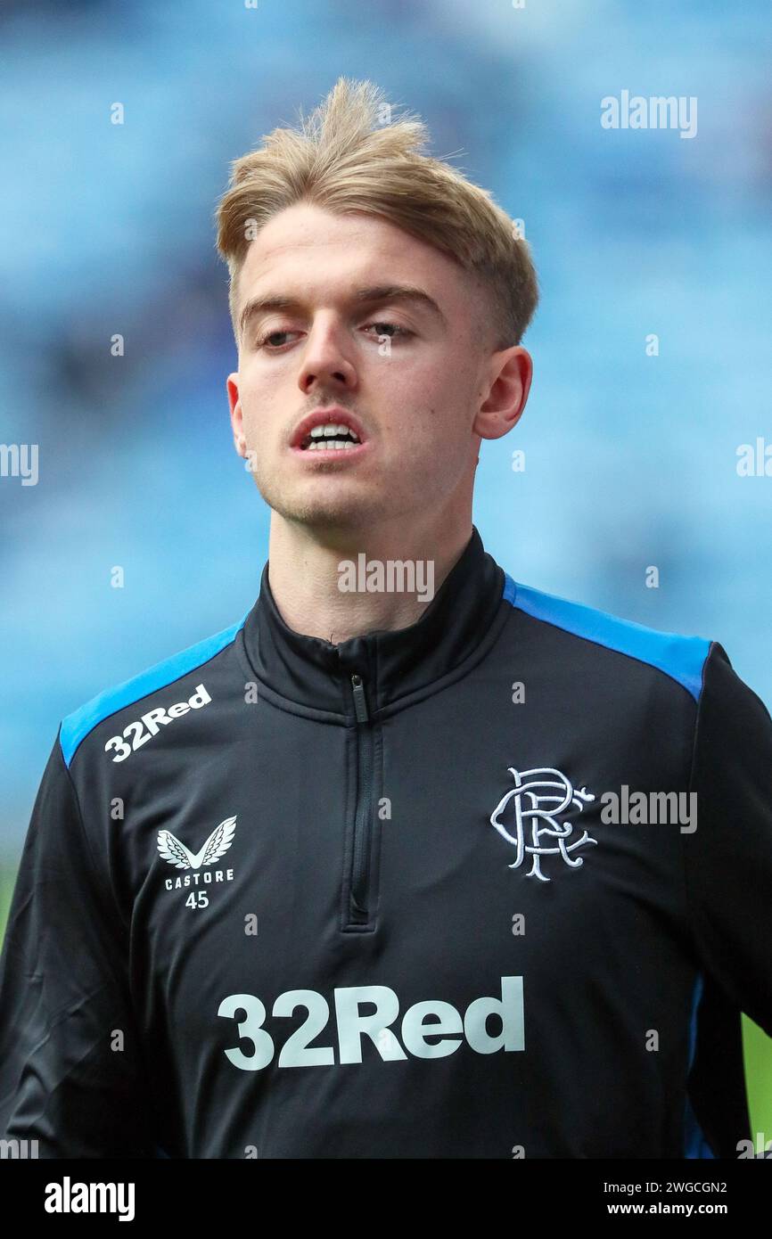 ROSS McCAUSLAND, joueur de football professionnel, joue actuellement pour le Rangers FC. Image prise lors d'une séance d'entraînement au stade Ibrox, G. Banque D'Images