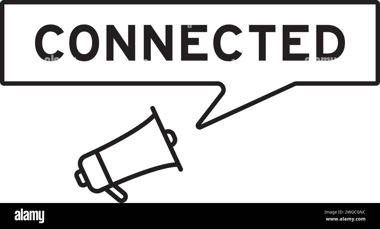 Icône mégaphone avec bulle de parole dans le mot connecté sur fond blanc Illustration de Vecteur