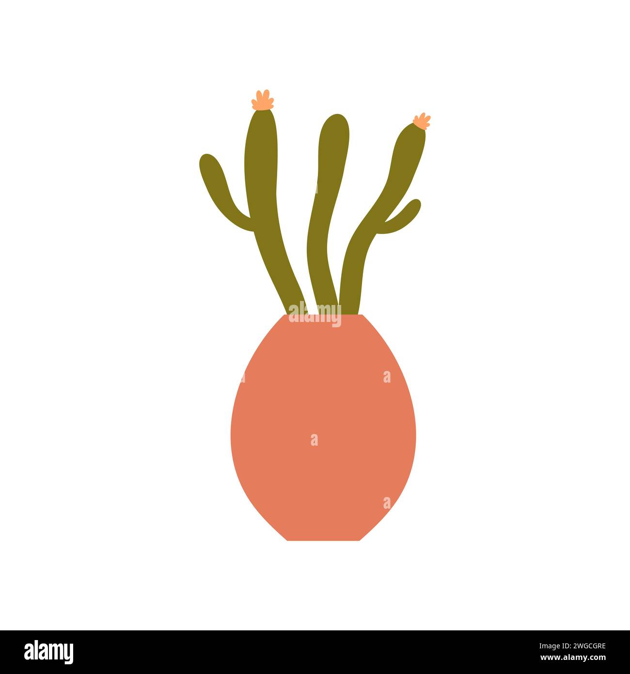 Cactus marocain en pot. Végétation désertique, illustration vectorielle de dessin animé de plantes arabes Illustration de Vecteur