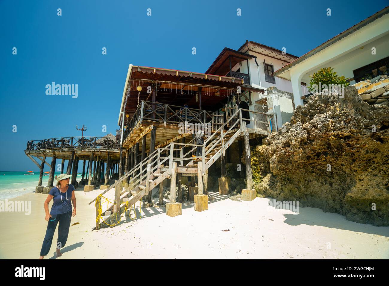 Restaurants sur la côte nord à Zanzibar Banque D'Images