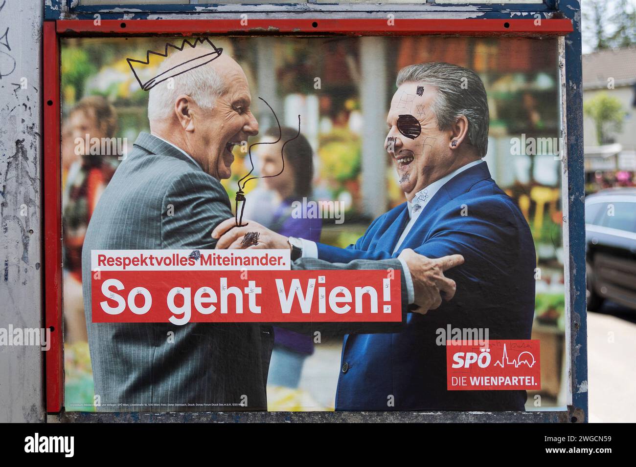 Verunstaltaltaltaltes SPÖ Wien Poster, Autriche Banque D'Images