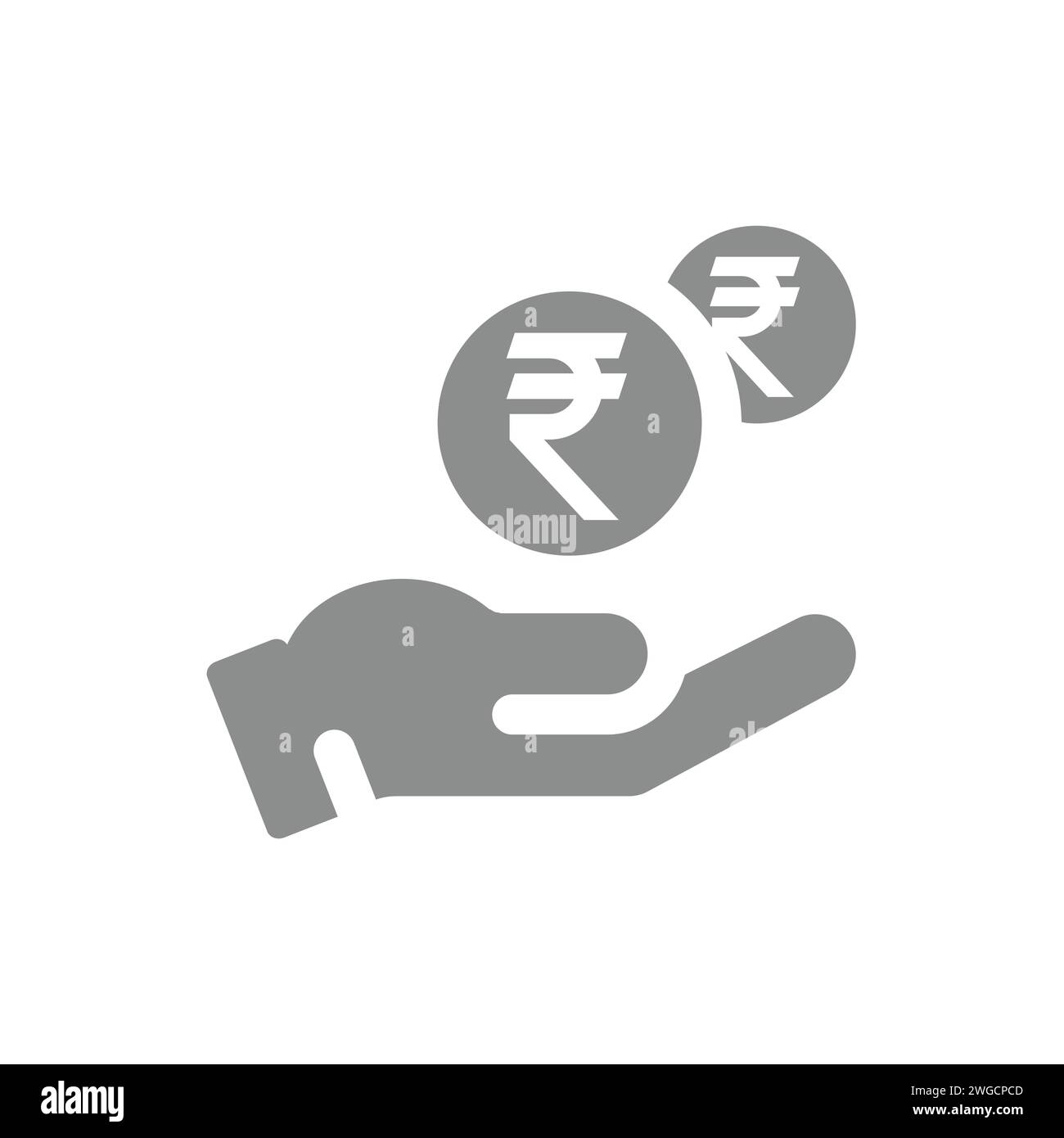 Icône vectorielle main et roupie indienne. Monnaie roupies, symbole de finance et d'argent. Illustration de Vecteur