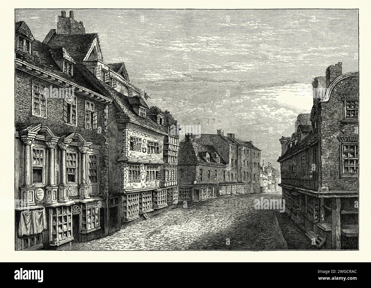 Architecture anglaise, Historic Mardol Street, Shrewsbury, History England in the 18th Century Banque D'Images