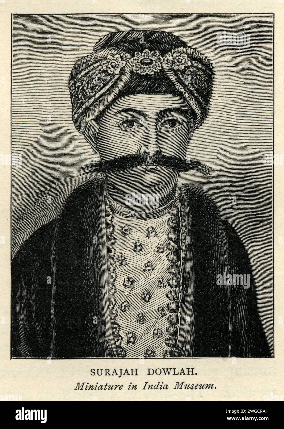 Suragah Dowlah, Siraj ud-Daulah, (1729-1757) Nawab du Bengale Inde, Histoire indienne, 18e siècle, moustache Banque D'Images