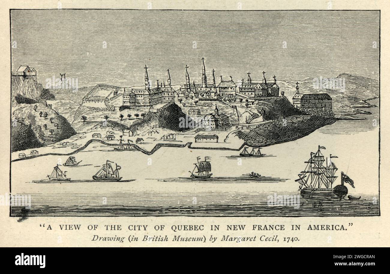 Vue de la ville de Québec, Nouvelle-France, Amérique, 18e siècle 1740 Banque D'Images