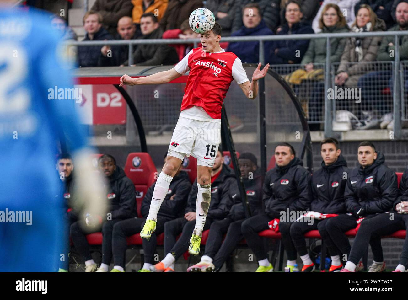 Alkmaar, pays-Bas. 4 février 2024. ALKMAAR, PAYS-BAS - 4 FÉVRIER : Ruben van Bommel d'AZ dirige le ballon lors du match néerlandais d'Eredivisie entre AZ et Feyenoord au AFAS Stadion le 4 février 2024 à Alkmaar, pays-Bas. (Photo de Joris Verwijst/Orange Pictures) crédit : dpa/Alamy Live News Banque D'Images