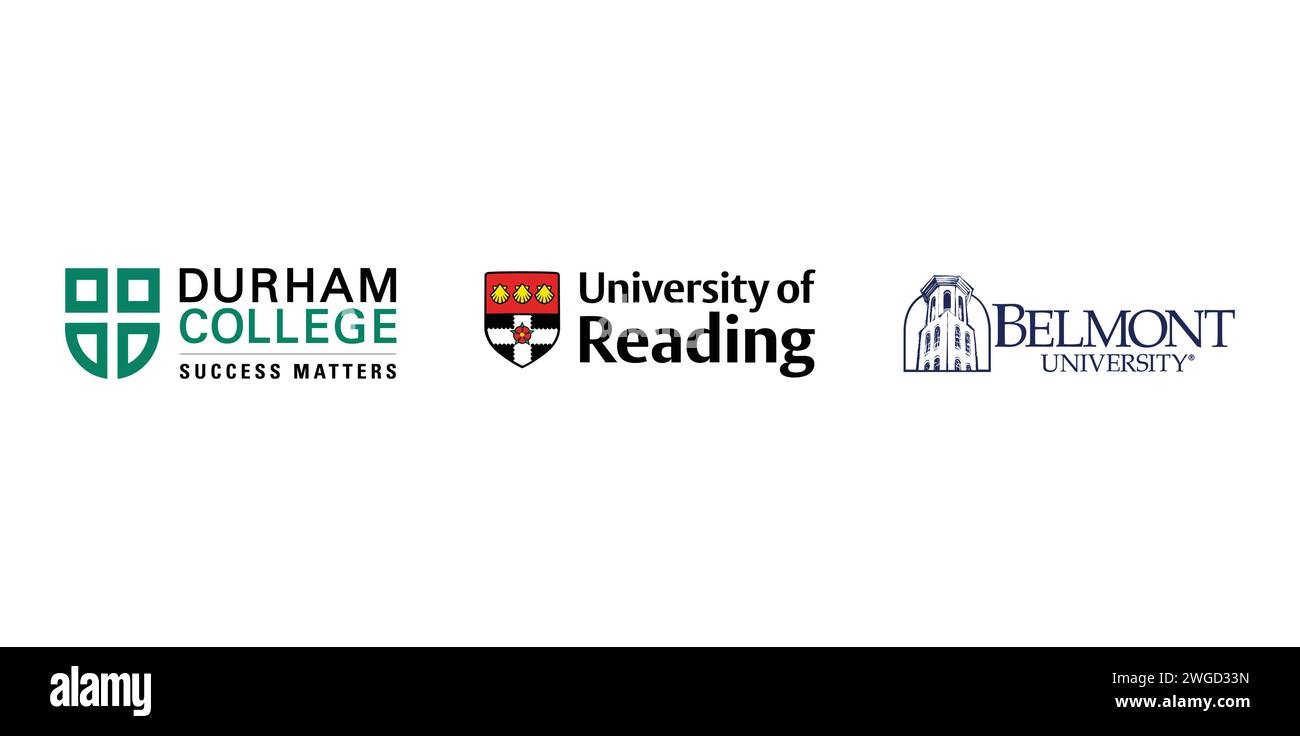 Durham College, Université Belmont, Université de Reading. Emblème de marque éditoriale. Illustration de Vecteur