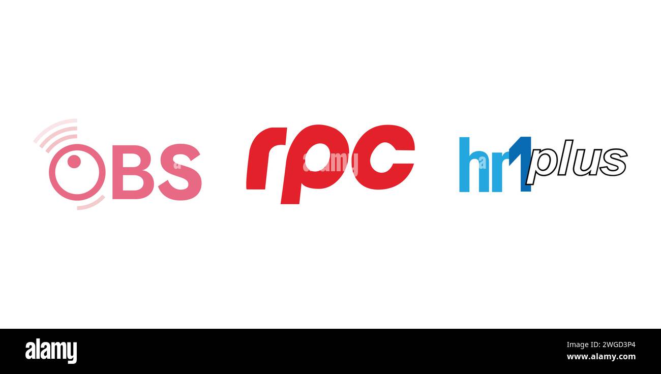 Oita Obs, HR1 plus, RPC. Emblème de marque éditoriale. Illustration de Vecteur