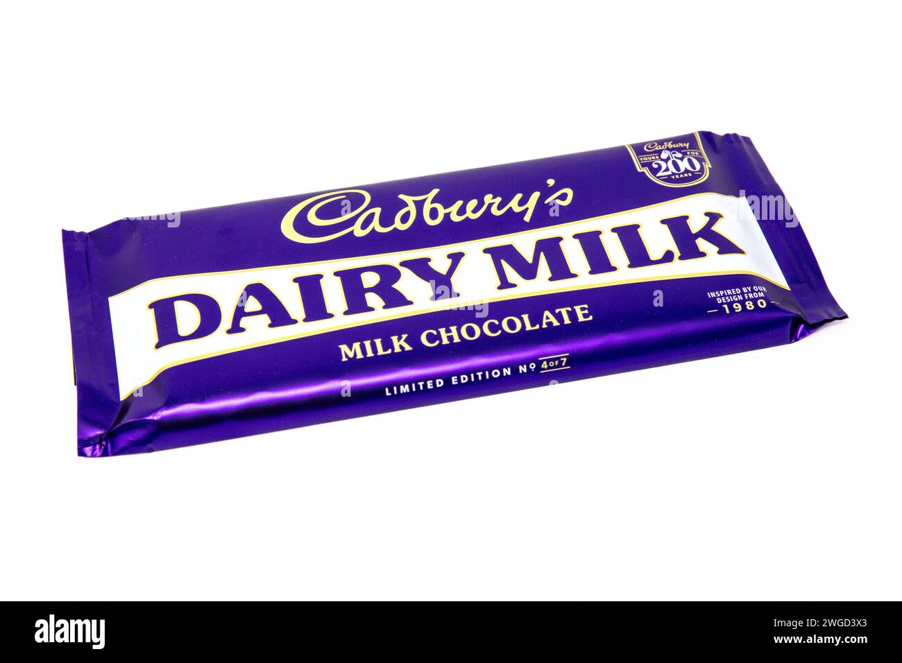 Bar Cadbury’s Dairy Milk édition limitée 200e anniversaire. Banque D'Images