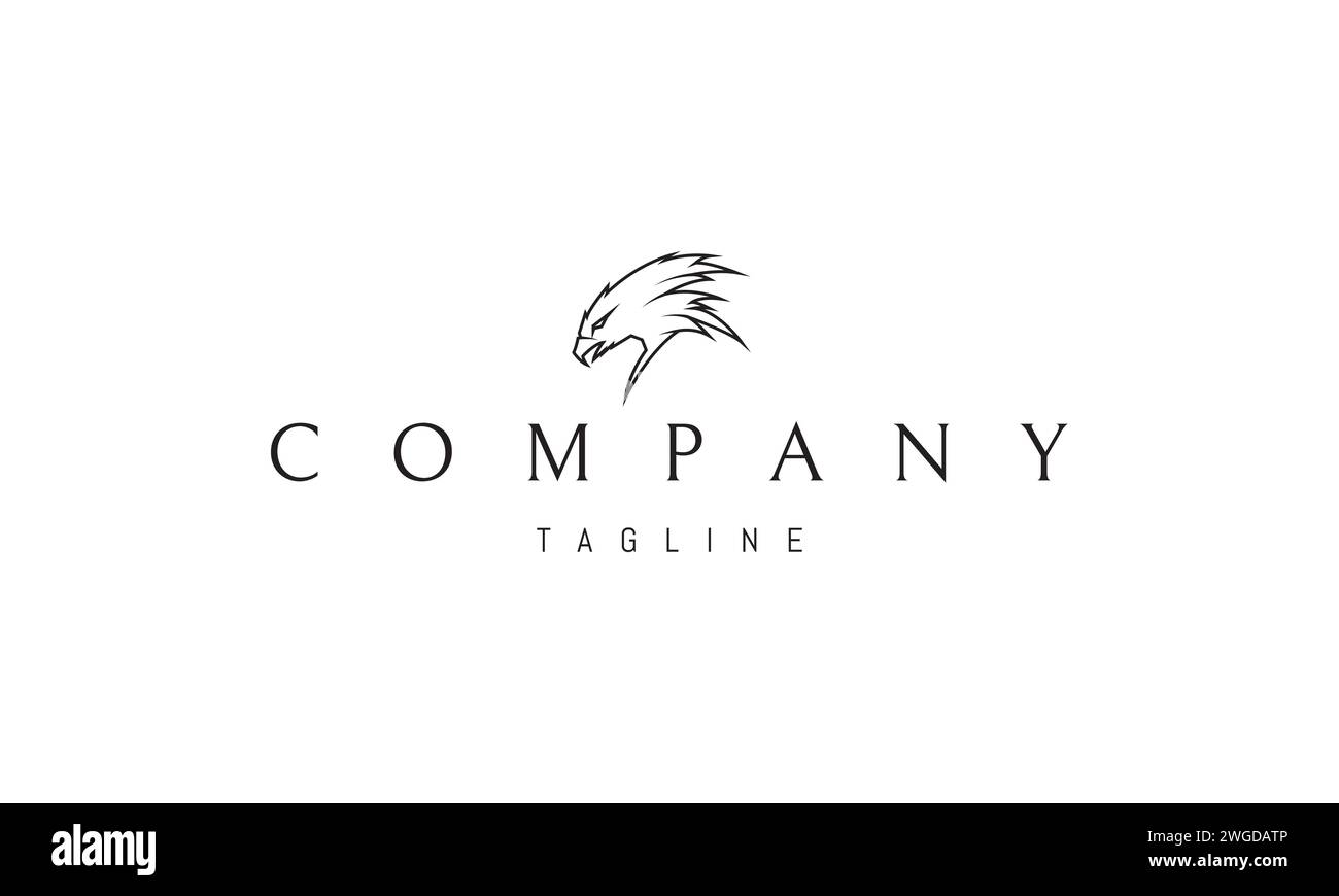 Logo vectoriel avec une image abstraite d'une tête d'aigles dans un style linéaire. Illustration de Vecteur