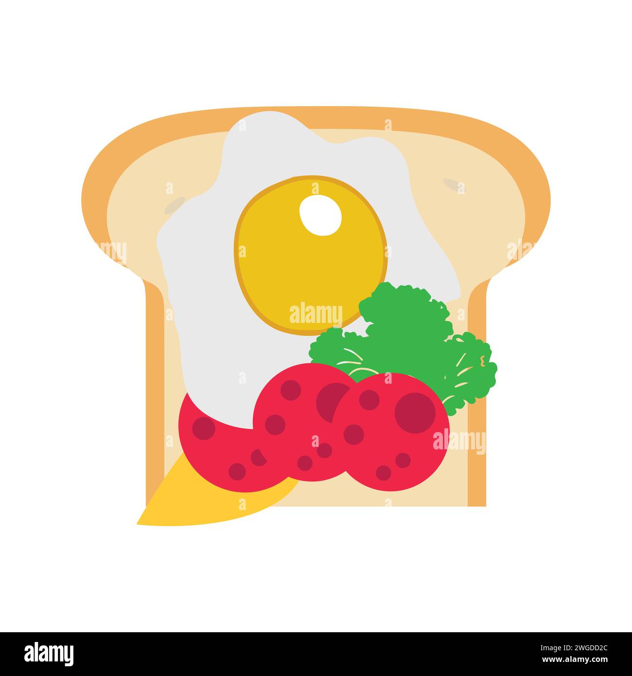 Sandwich avec œuf au plat et pain grillé, collection de sandwichs au blé illustration vectorielle, avec beurre, œufs au plat, fromage, pain grillé concept petit déjeuner. Illustration de Vecteur