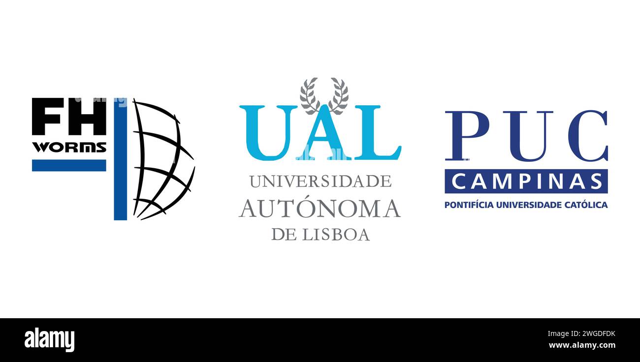 PUC Campinas, UAL, FH Worms. Emblème de marque éditoriale. Illustration de Vecteur