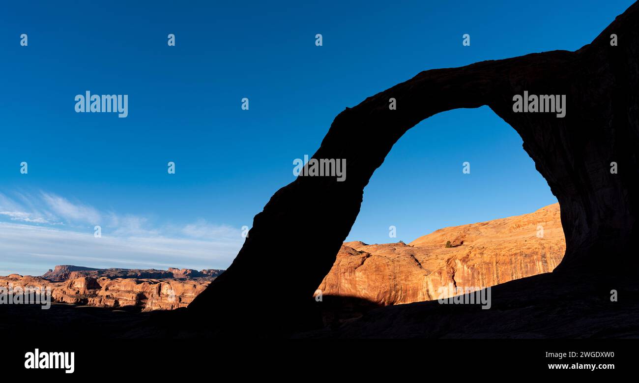 Corona Arch, une arche en grès naturel dans le Grand County Utah. Banque D'Images