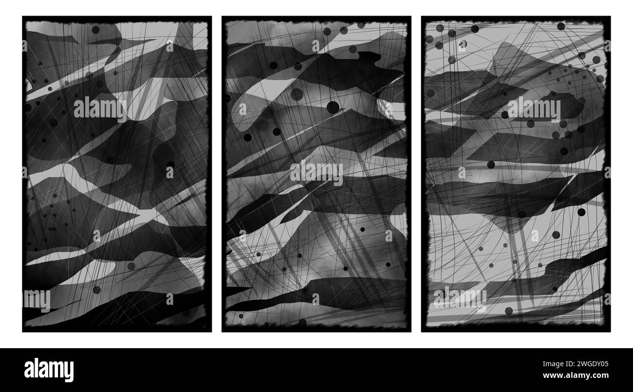 Triptyque intérieur moderne. Banque D'Images