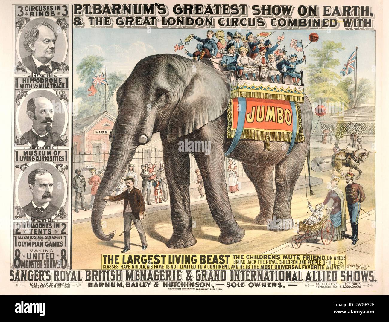 P.T. Barnum’s Greatest Show on Earth & The Great London Circus avec Jumbo, le plus grand éléphant jamais vu Banque D'Images
