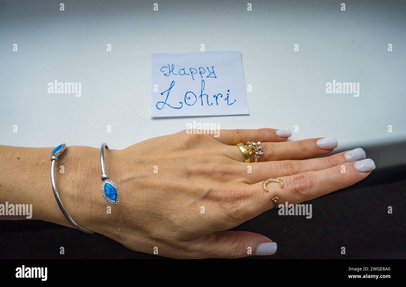 joyeuse célébration festive lohri avec de la nourriture et des noix. Festivals de l'Inde Banque D'Images