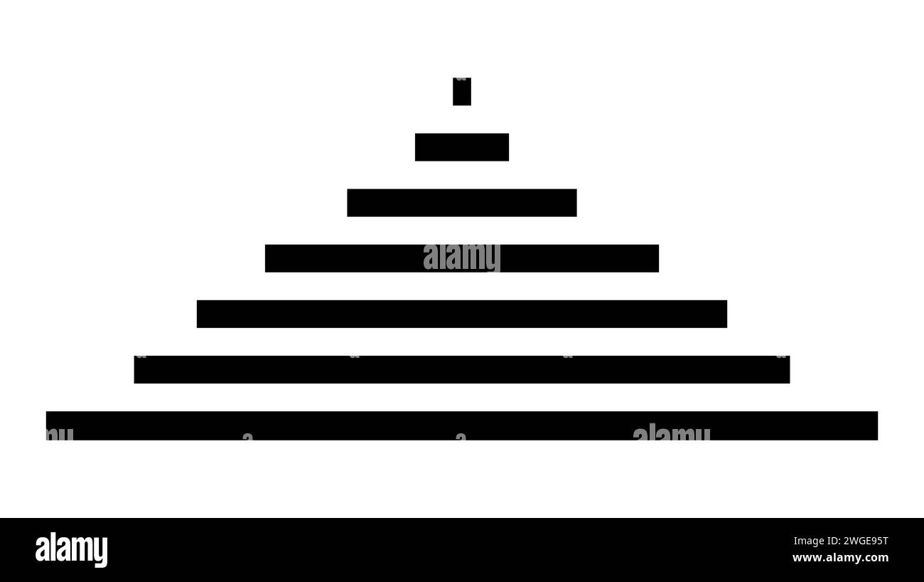 Lignes horizontales noires et blanches formant une pyramide. Bandes monochromes formant un triangle. Conception géométrique simple. Graphique minimaliste. Logo, icône, pi Illustration de Vecteur