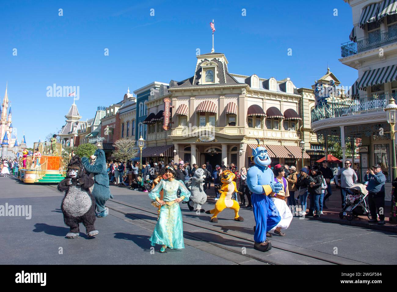 Disney Fantasy Parade, main Street, U.S.A, Magic Kingdom, Walt Disney World Resort, Orange County, Orlando, Floride, États-Unis d'Amérique Banque D'Images