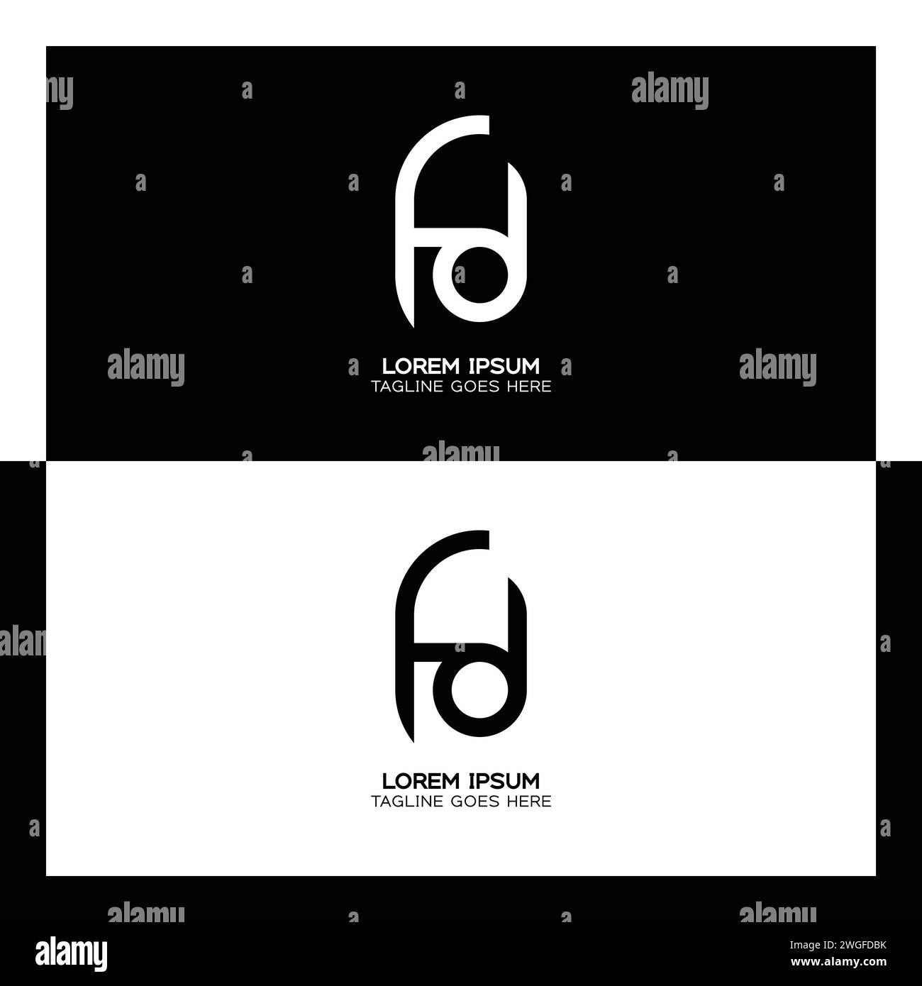 Logo FD lettre initiale. Monogramme de motif alphabet F et D. Illustration de Vecteur