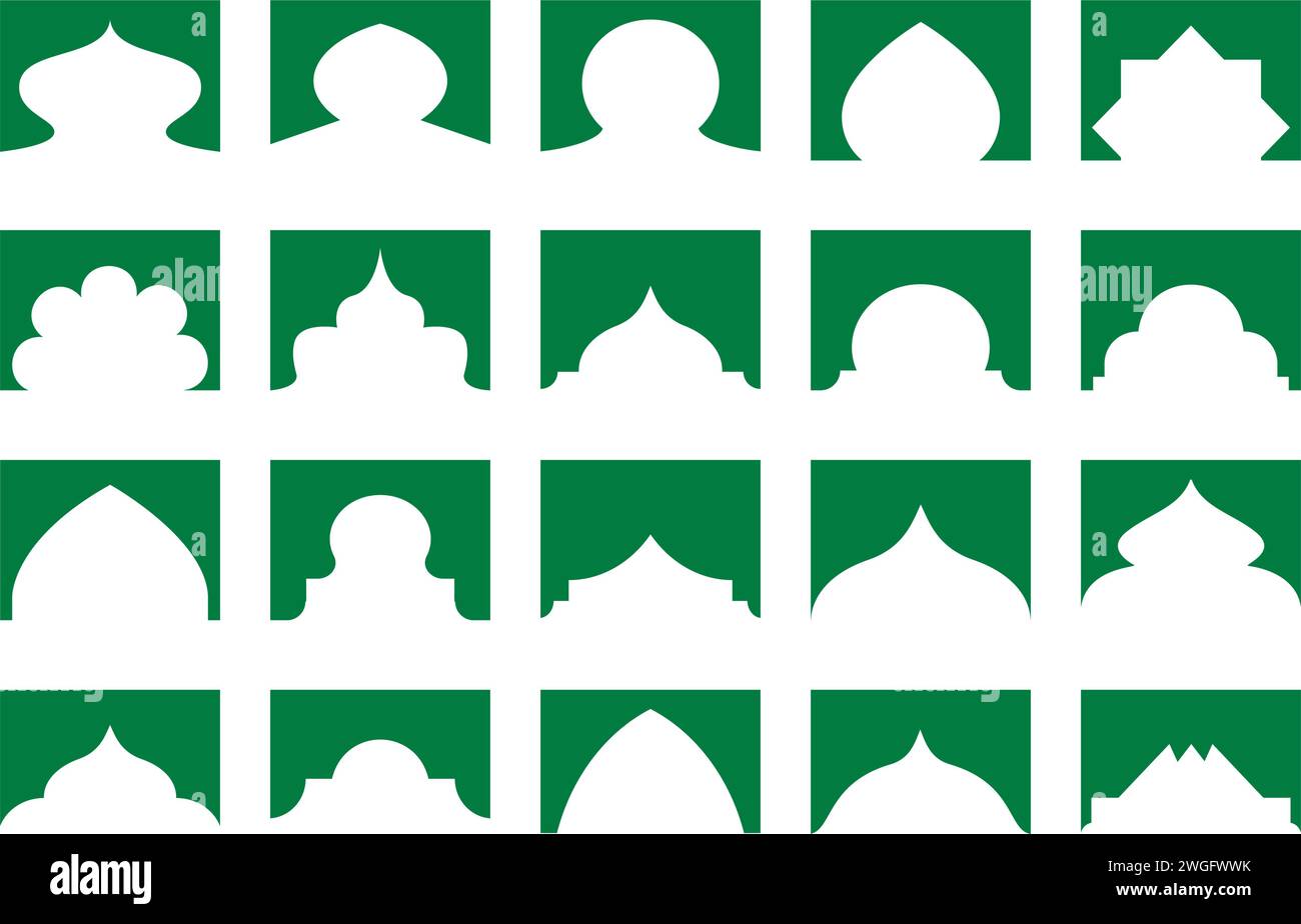 Forme de bordure islamique verte pour la conception de site Web. En-tête et séparateur de bannière vectorielle. Section d'arrière-plan et modèle de cadre. Titre supérieur abstrait Illustration de Vecteur