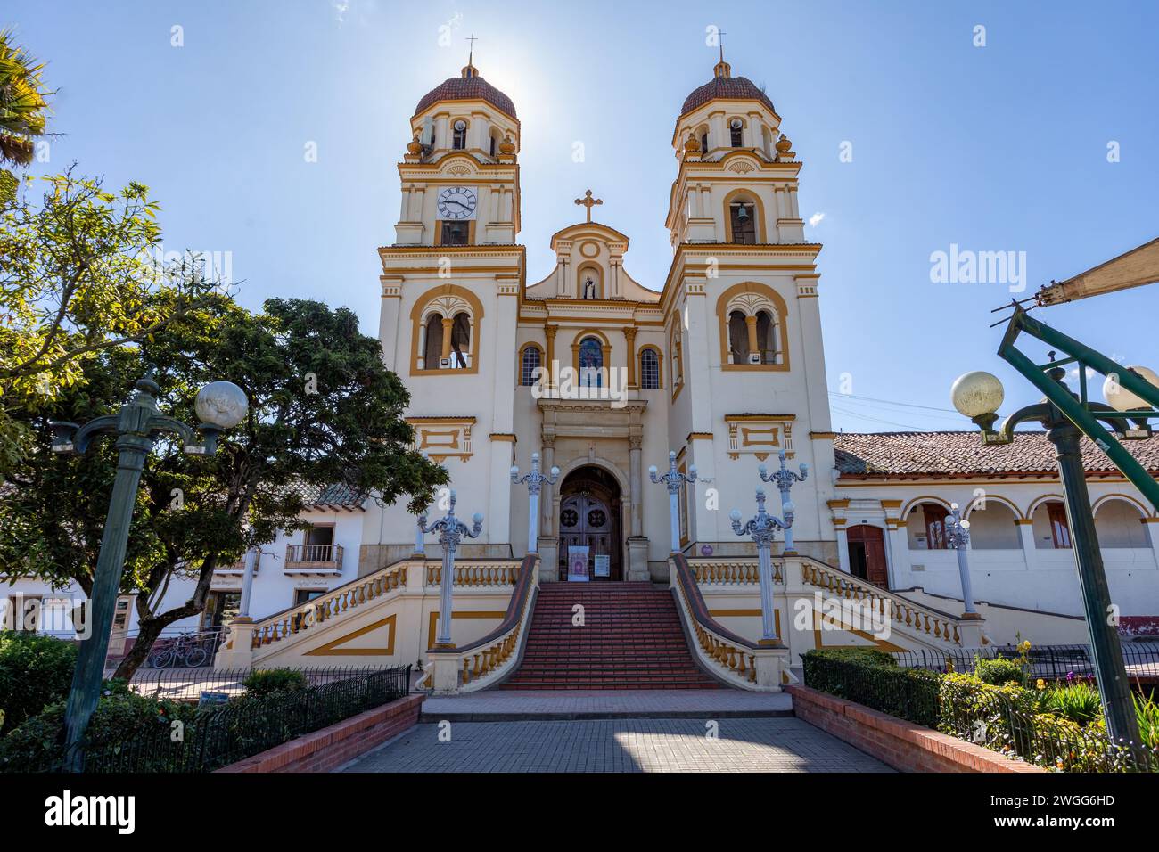 Belle église Iglesia de guascas dans la ville de Guasca, département de Cundinamarca, Colombie. Banque D'Images