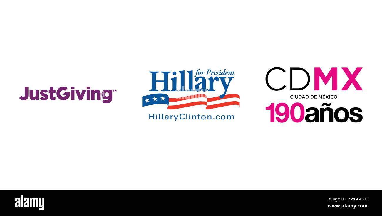 JustGiving, Hillary Clinton pour le président, CDMX 190. Emblème de marque éditoriale. Illustration de Vecteur