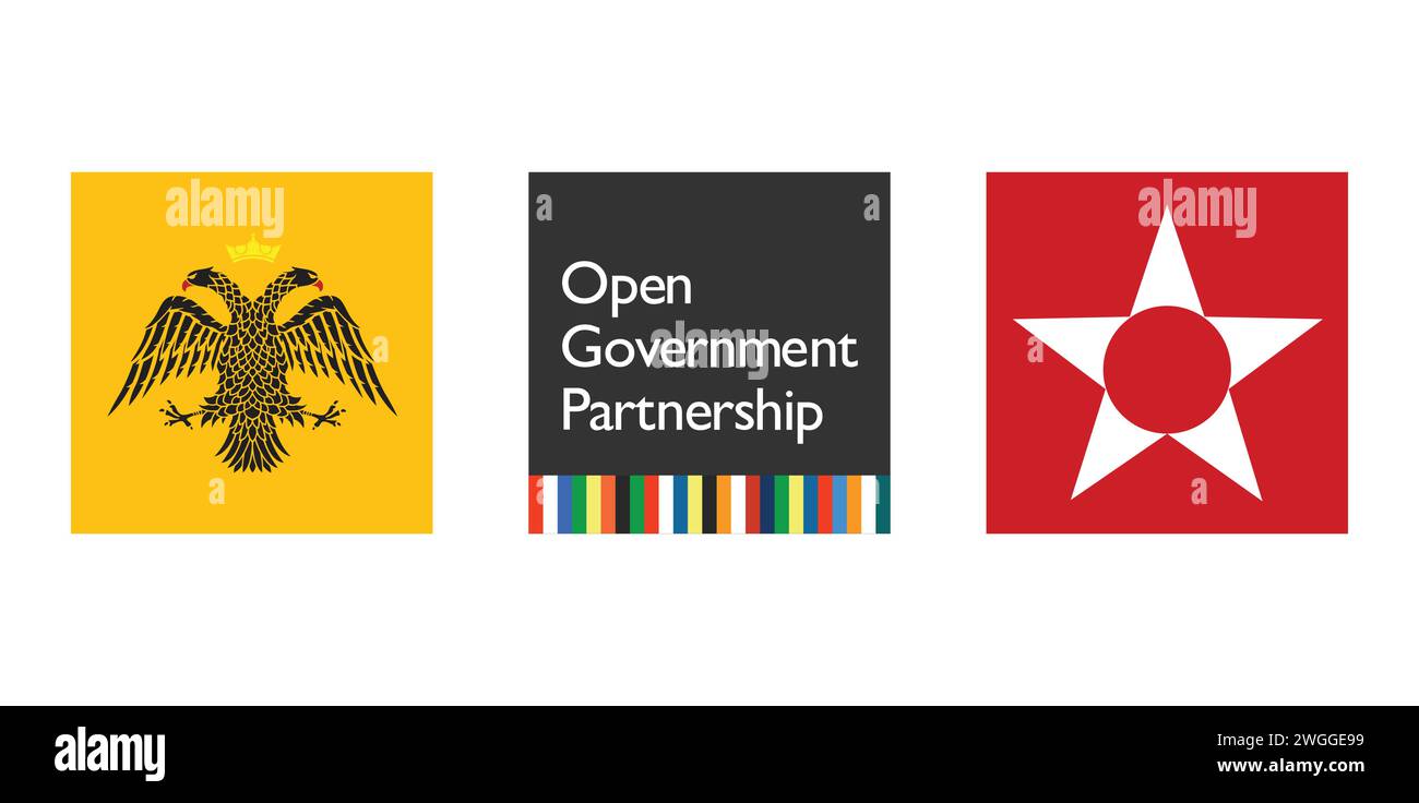 Lascaris Arms, Open Government Partnership, APRA White Star. Emblème de marque éditoriale. Illustration de Vecteur