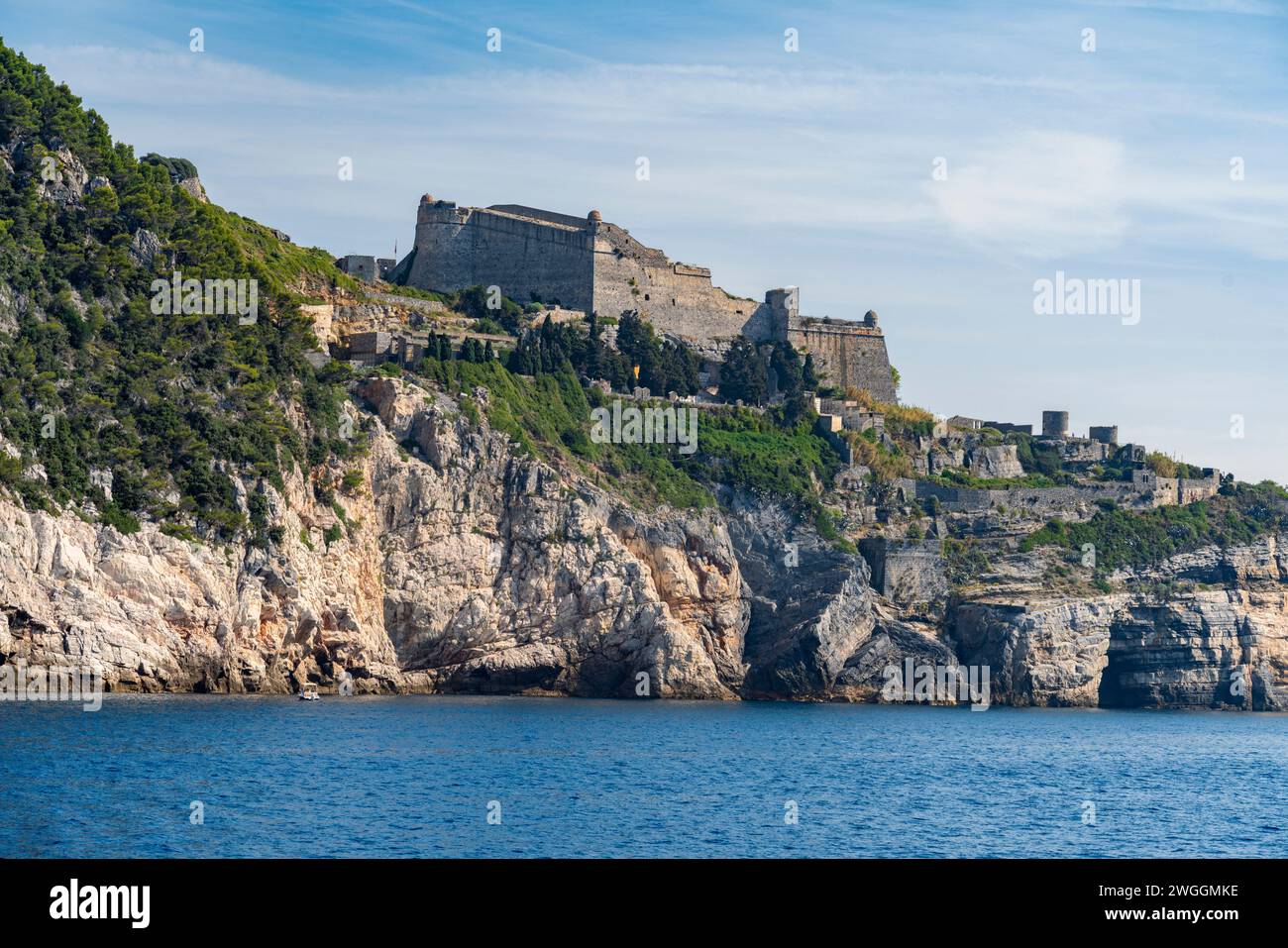 Château Doria à Porto Venere, une ville située dans une zone côtière de la province de la Spezia en Ligurie, située dans le nord-ouest de l'Italie Banque D'Images