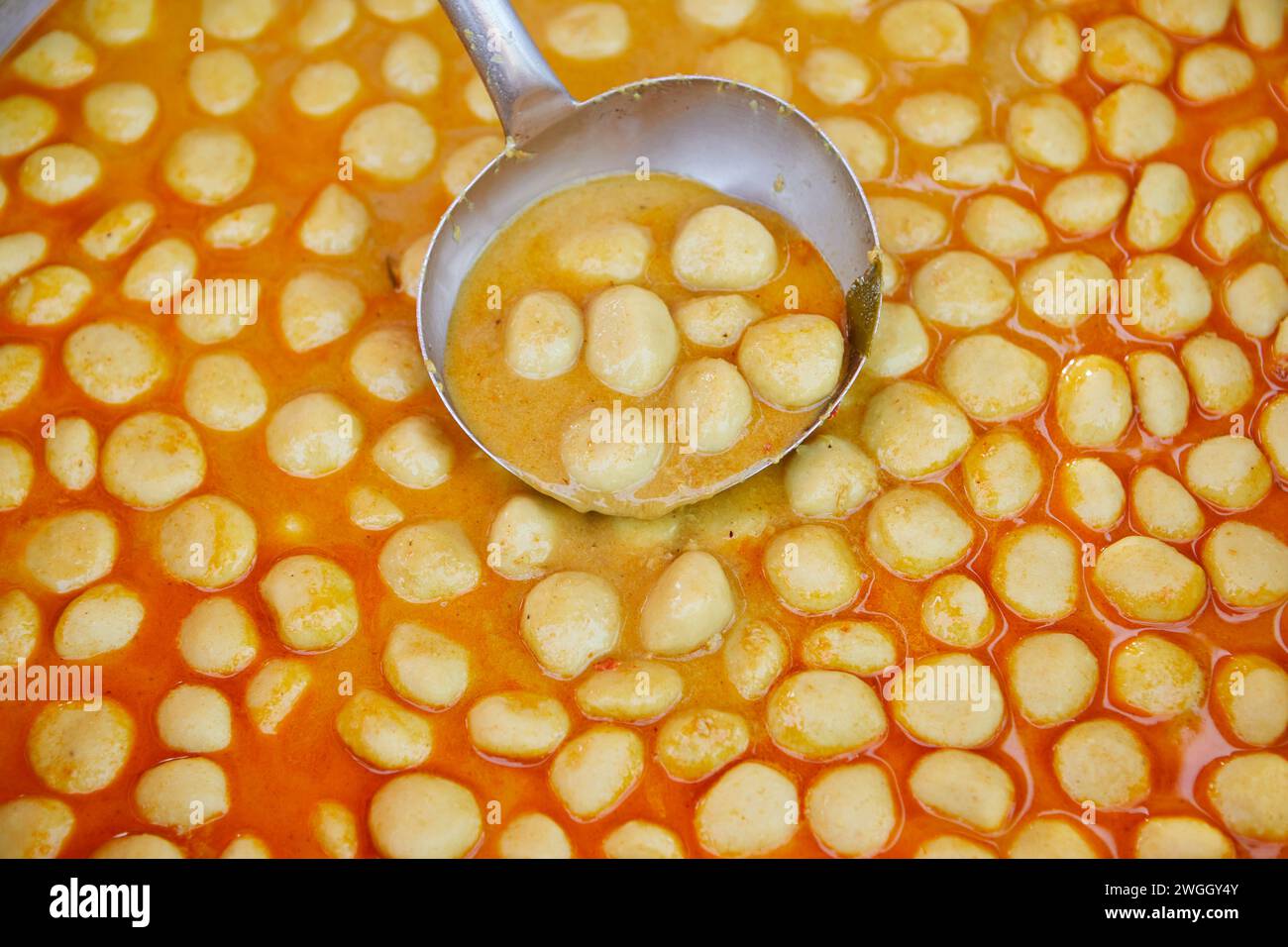 Sauce au curry de poisson et boule de viande en pot Banque D'Images